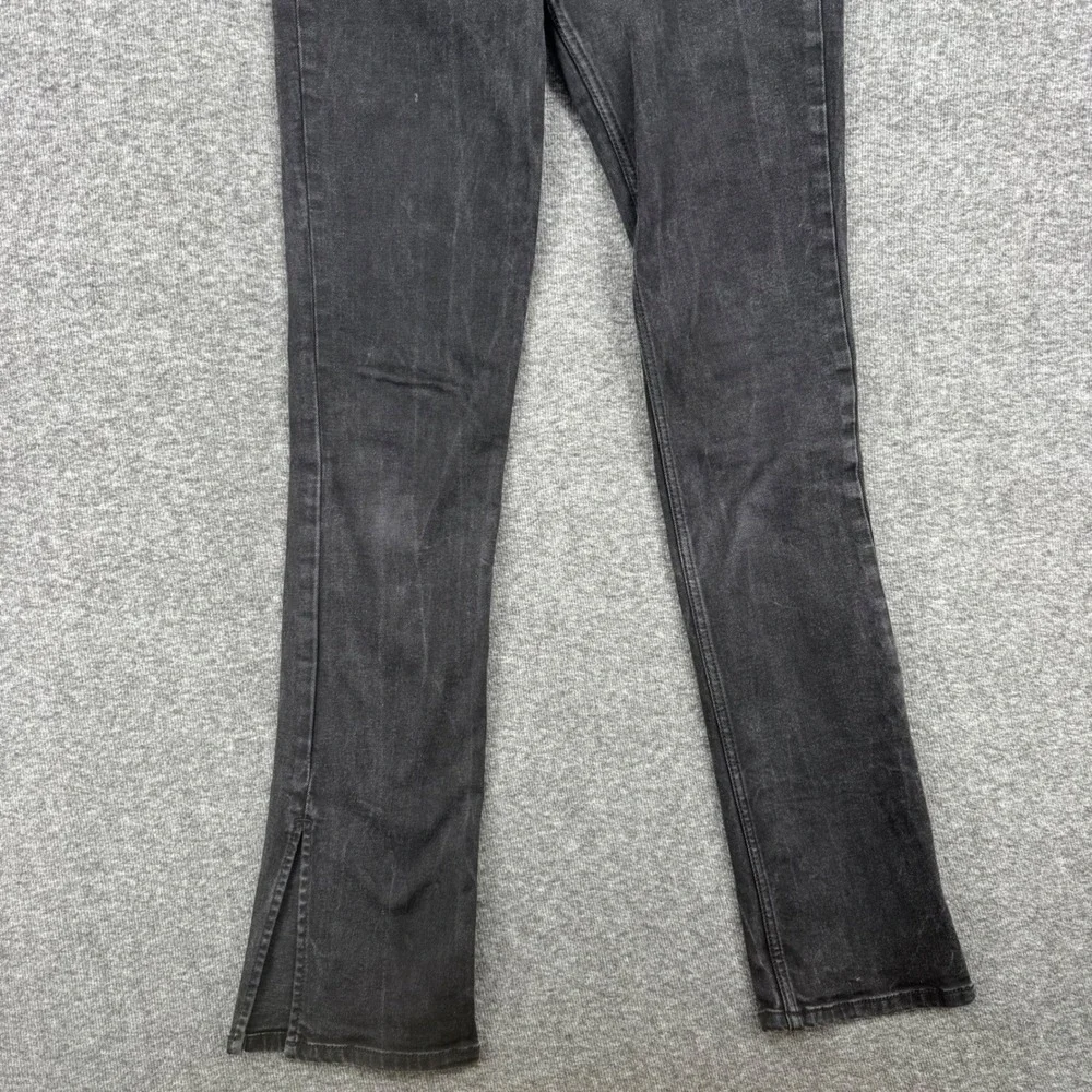 Zara Womens High Rise Kick Flare Jeans Washed Black Side Slit Hem Size 6‎